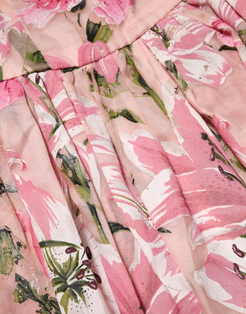 Robe Midi Sans Manches Florale Rose Dolce & Gabbana