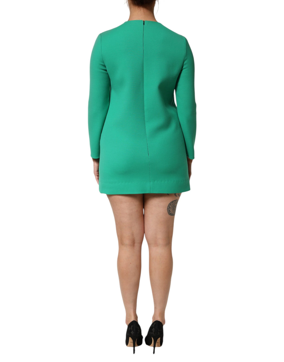 Robe Mini Longue à Manches Vertes Dolce & Gabbana