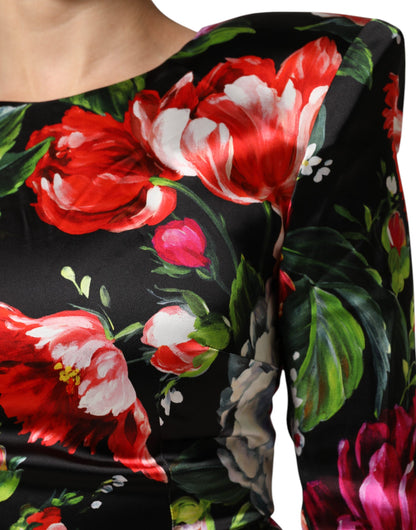 Dolce & Gabbana Black Floral Fiori Pittorici Bodycon Dress