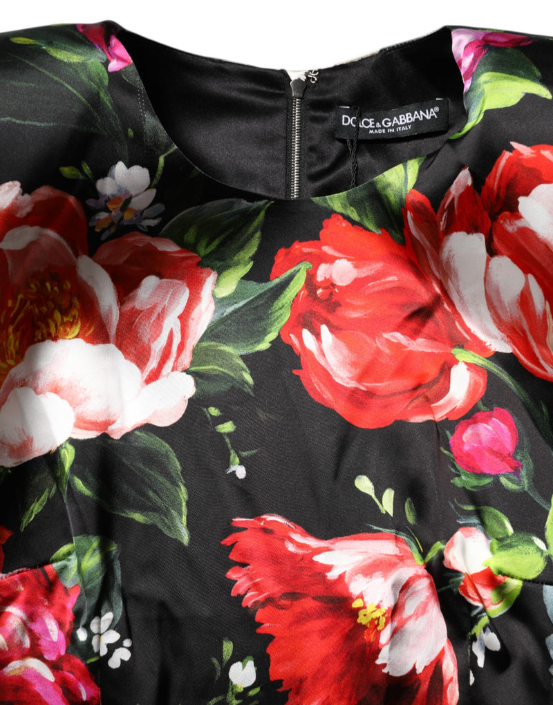 Dolce & Gabbana Black Floral Fiori Pittorici Bodycon Dress