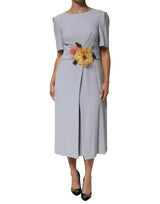 Robe Midi Dolce & Gabbana Light Blue avec Appliqué Floral