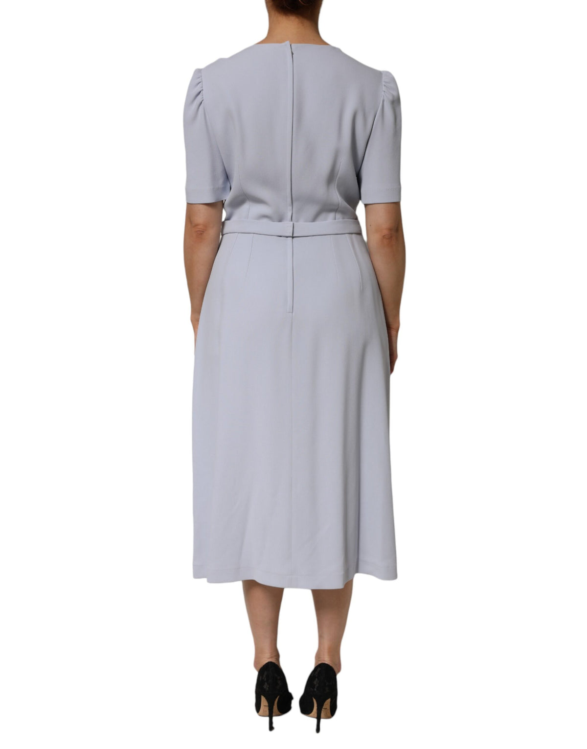 Robe Midi Dolce & Gabbana Light Blue avec Appliqué Floral