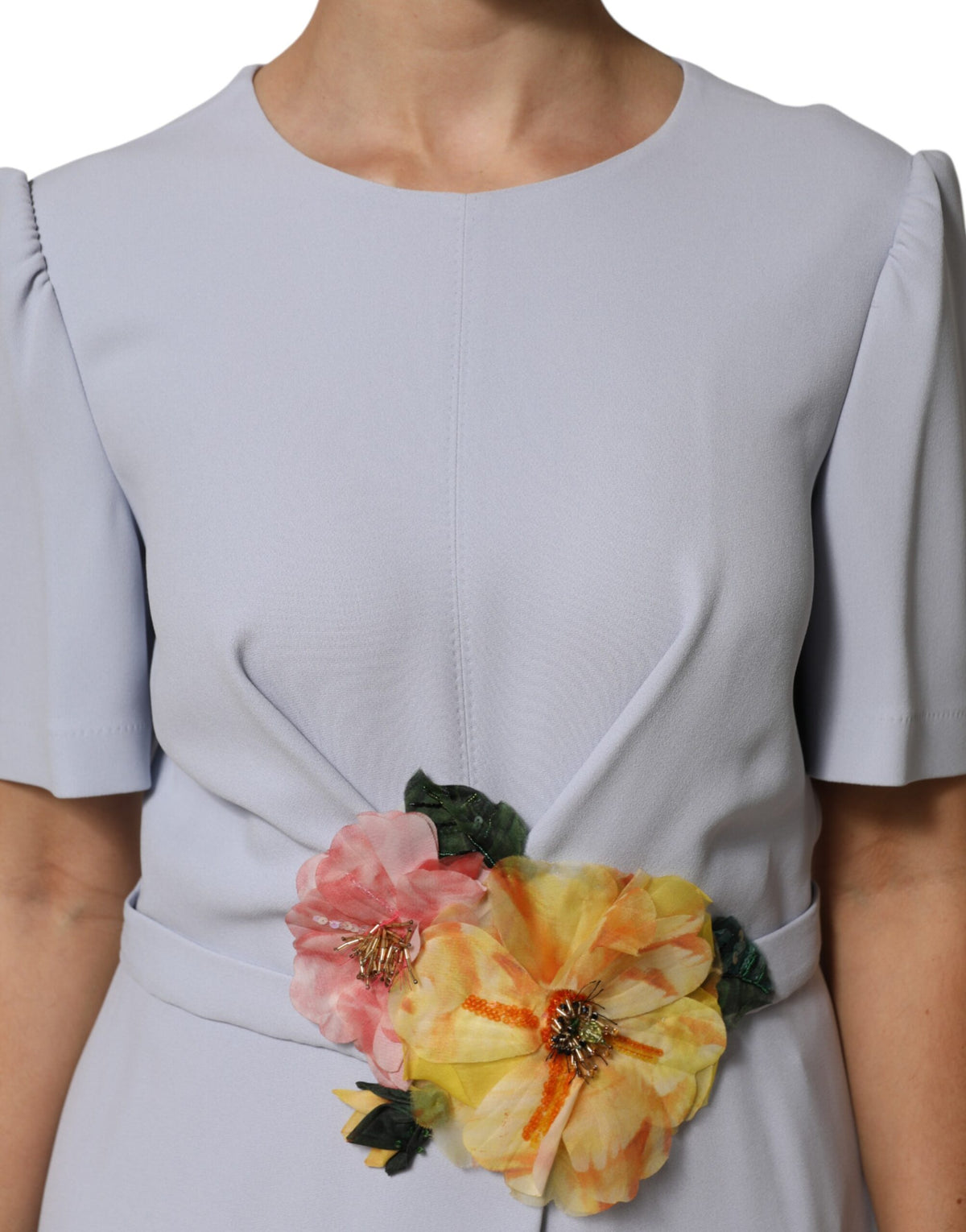 Robe Midi Dolce & Gabbana Light Blue avec Appliqué Floral