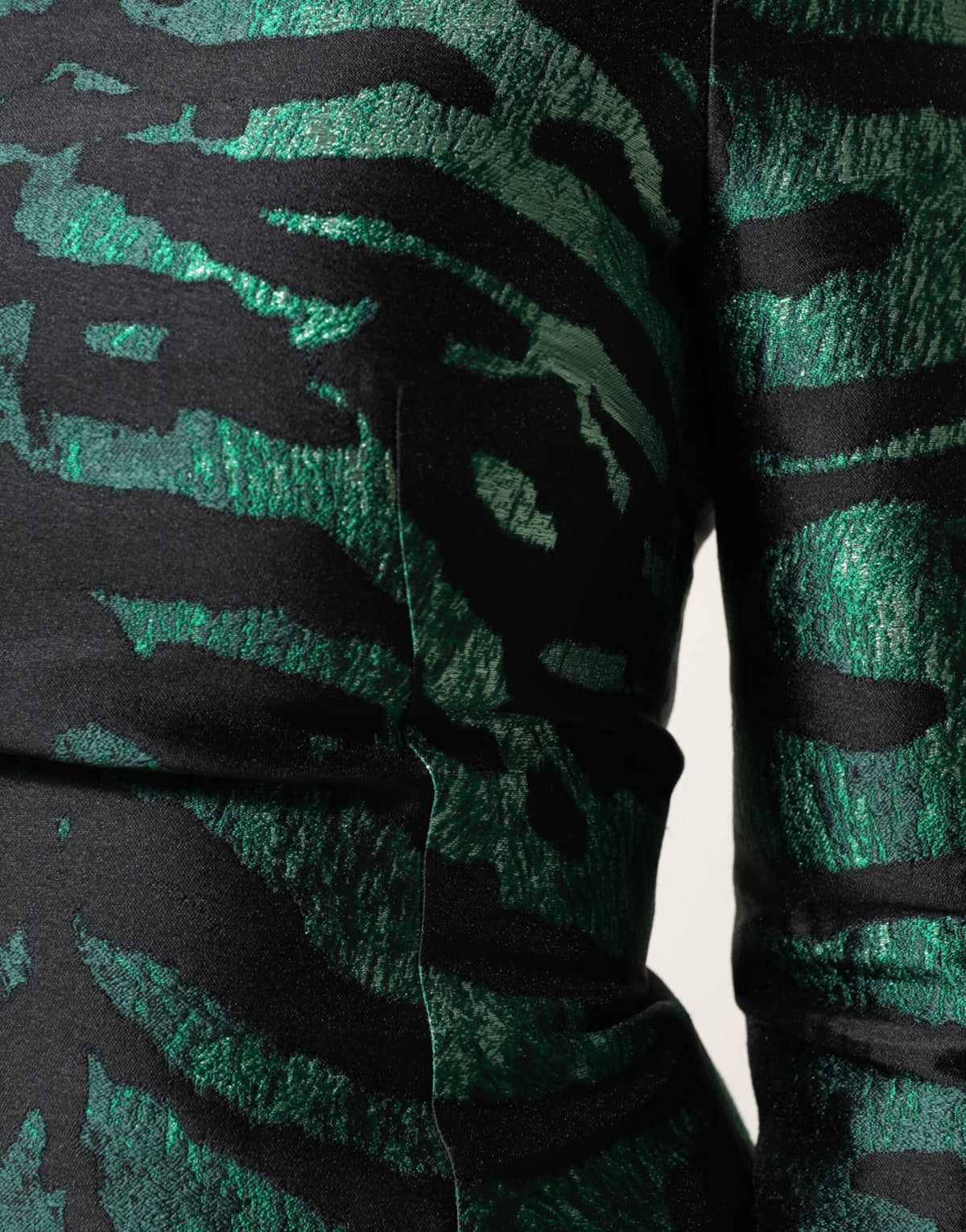 Dolce & Gabbana Robe Longue Mini Jacquard Métallique Noir Vert