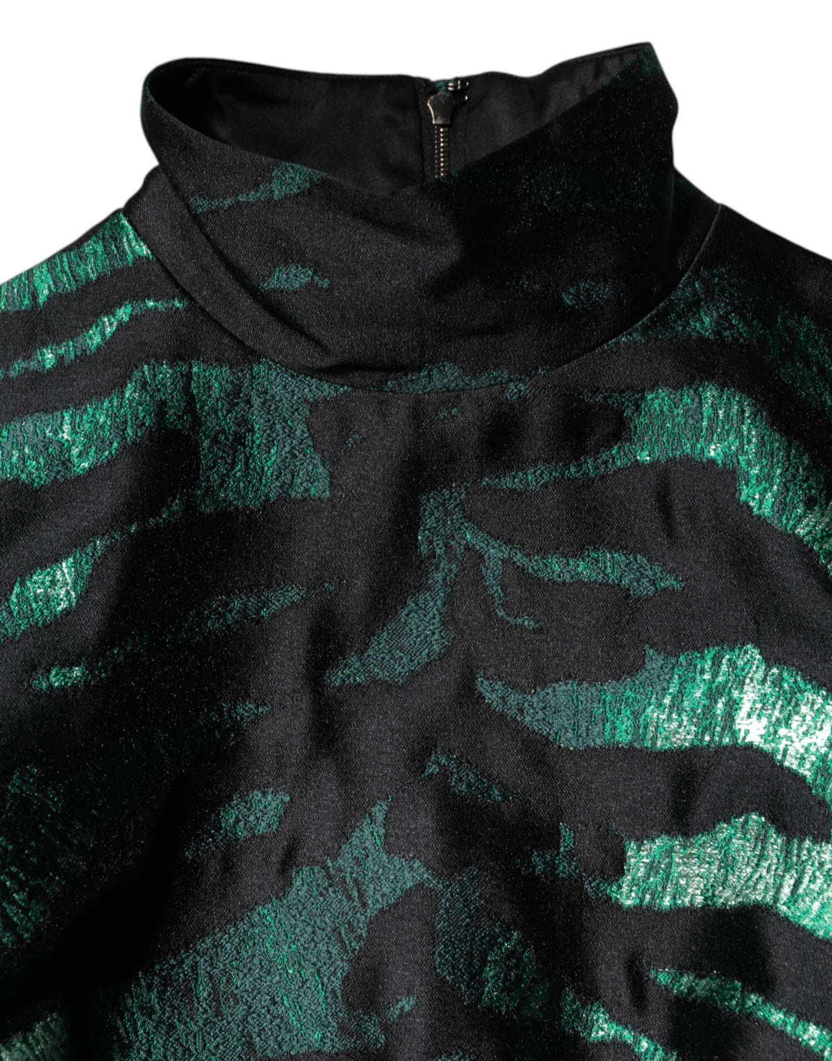 Dolce & Gabbana Robe Longue Mini Jacquard Métallique Noir Vert