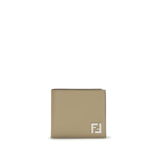 Fendi FF leren en canvas portemonnee met twee compartimenten