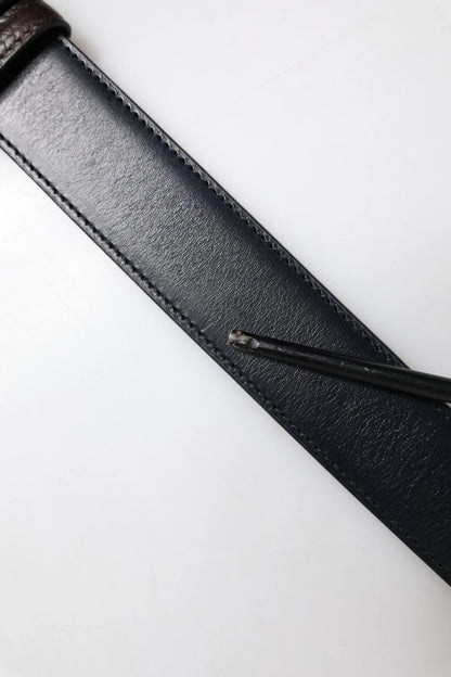 Ceinture réversible en cuir bleu et marron avec boucle de Dolce & Gabbana