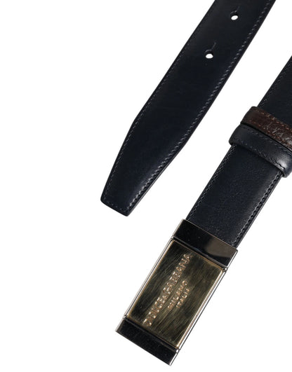 Ceinture réversible en cuir bleu et marron avec boucle de Dolce & Gabbana