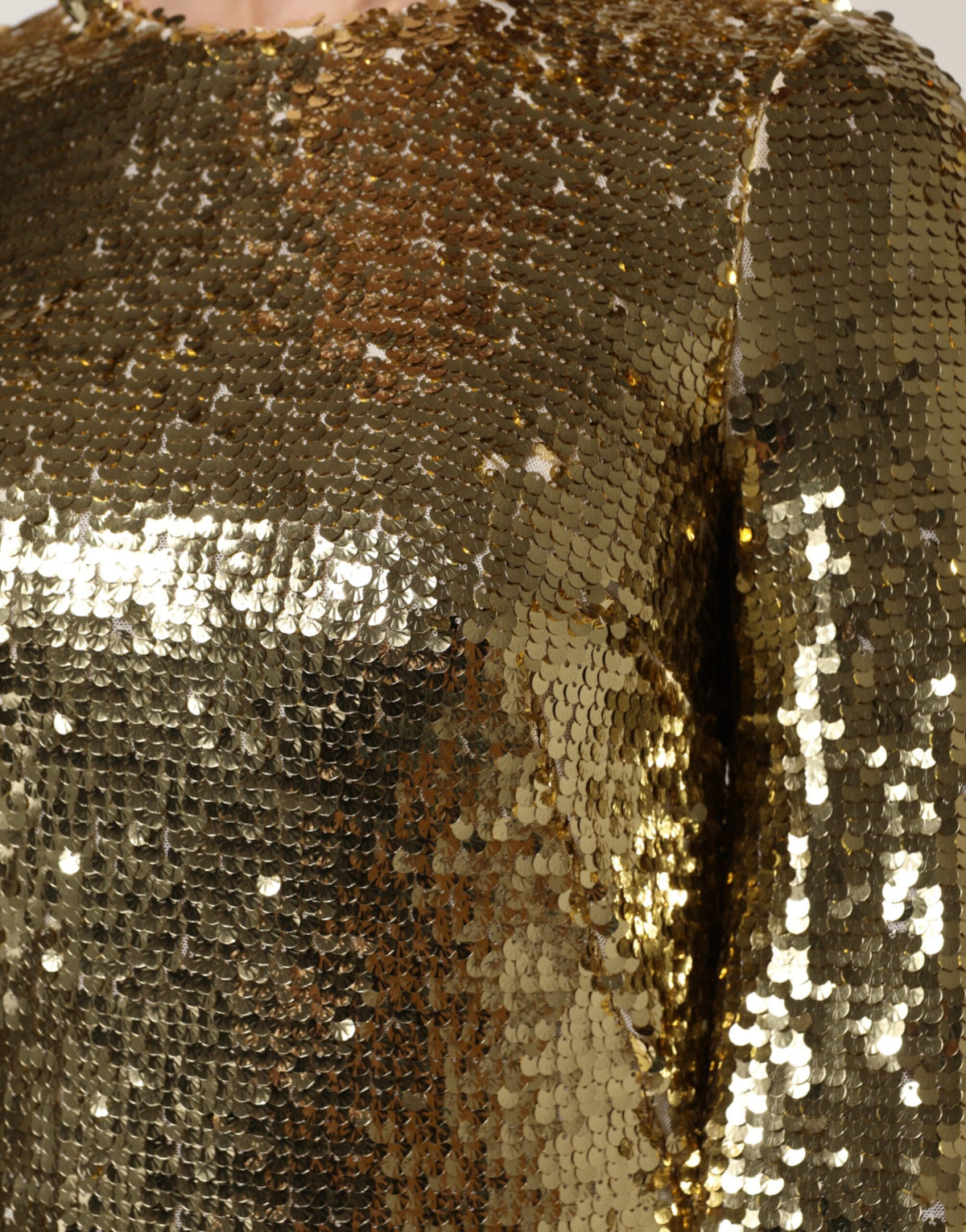 Robe Mini à Manches Longues en Sequins Dorés Dolce & Gabbana
