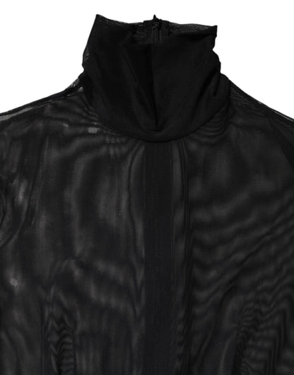 Combinaison-body en maille transparente à manches longues noire de Dolce & Gabbana