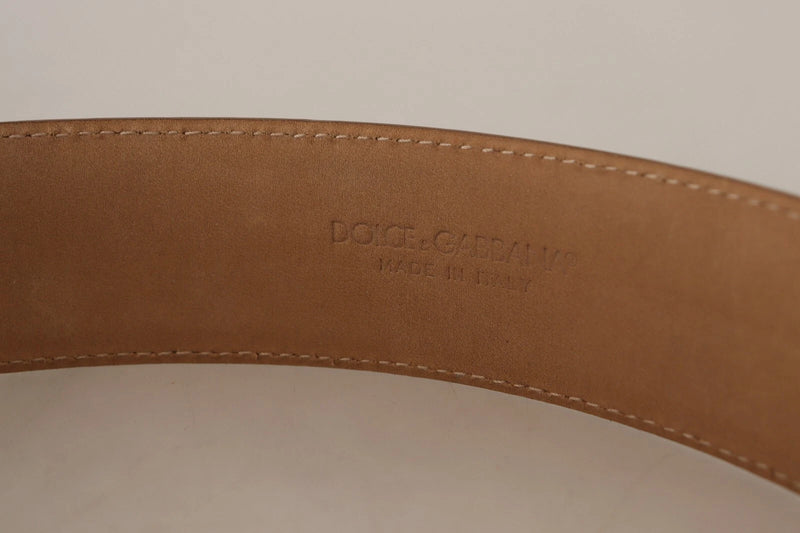 Costume National Ceinture en Cuir Marron avec Boucle Oval en Or