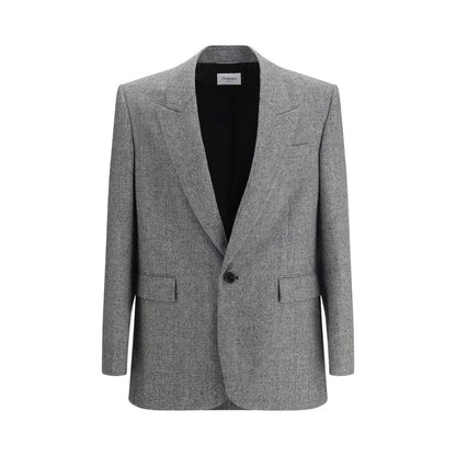 Blazer en flanelle de laine à carreaux Prince de Galles de Saint Laurent