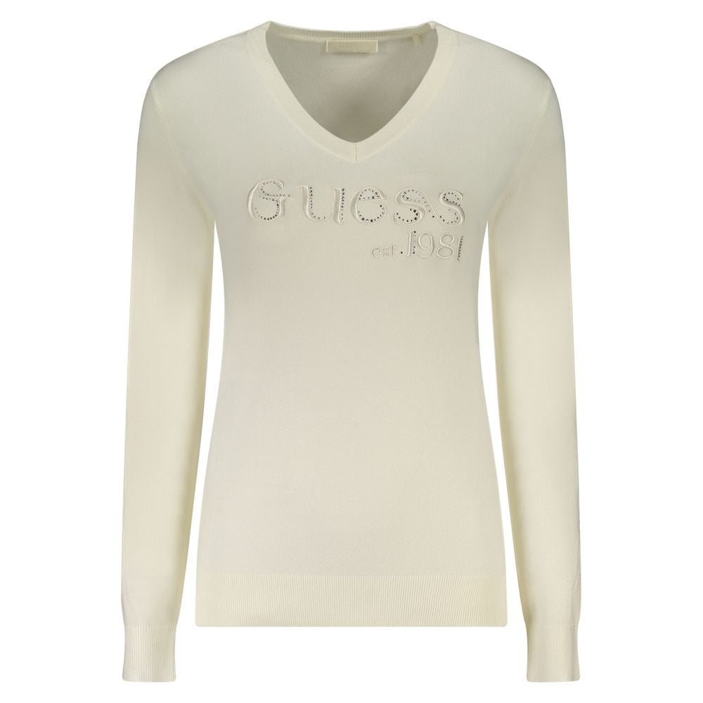 Guess Jeans White Viscose Women Sweater - Élégance et Confort