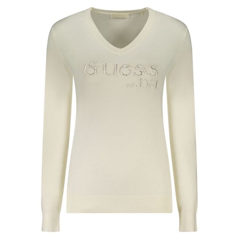Guess Jeans White Viscose Women Sweater - Élégance et Confort