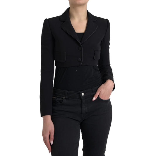 Dolce & Gabbana - Veste courte en laine noire à simple boutonnage