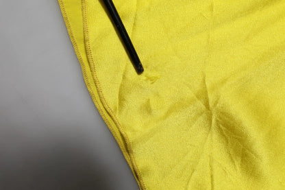 Robe maxi en satin de soie jaune à bretelles spaghetti de Tonello