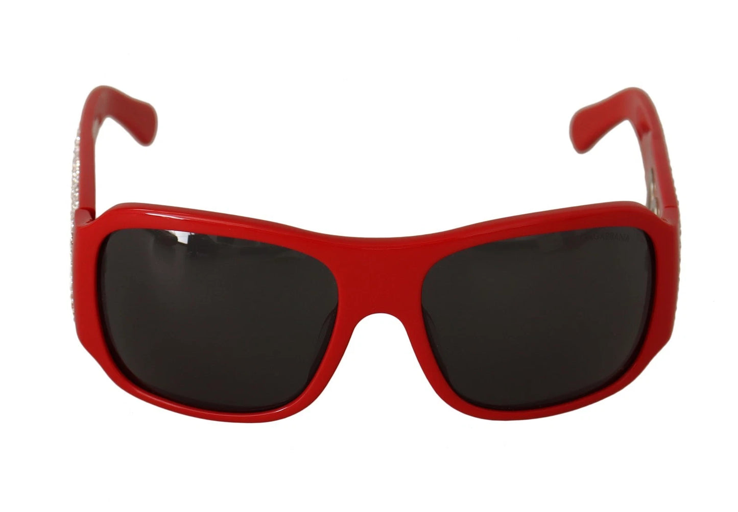 Lunettes de soleil Dolce & Gabbana DG4027, monture rouge cristal, verres noirs.