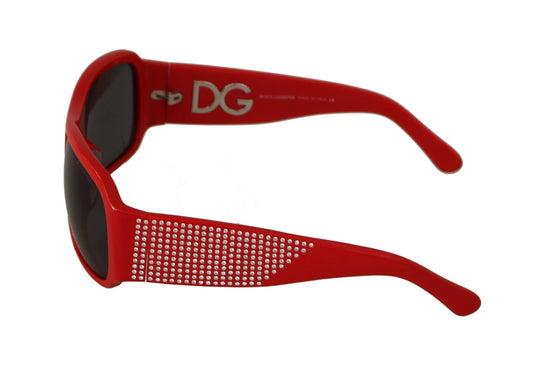 Lunettes de soleil Dolce & Gabbana DG4027, monture rouge cristal, verres noirs.