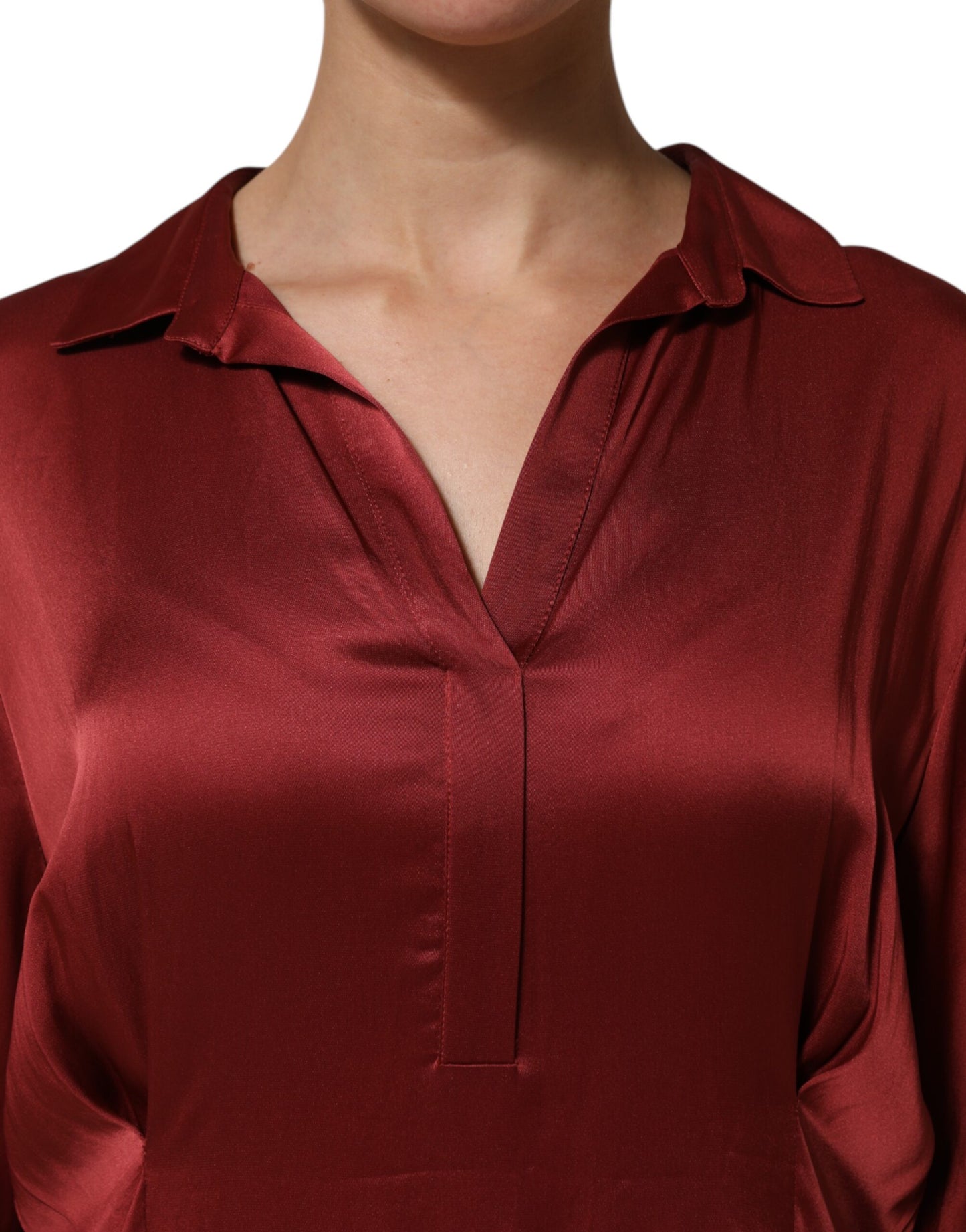 Fabiana Filippi Robe longue en satin de viscose et d'acétate bordeaux