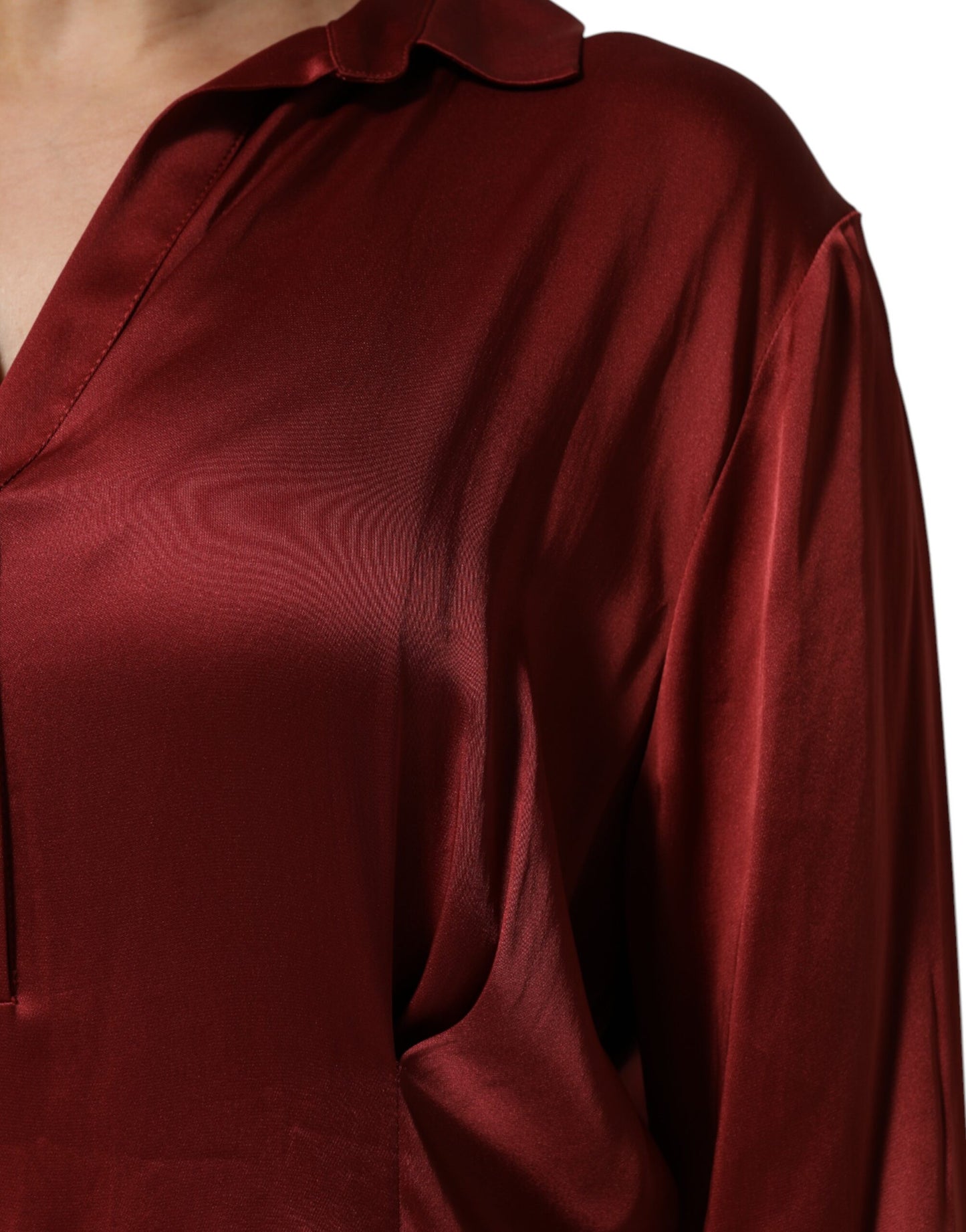 Fabiana Filippi Robe longue en satin de viscose et d'acétate bordeaux