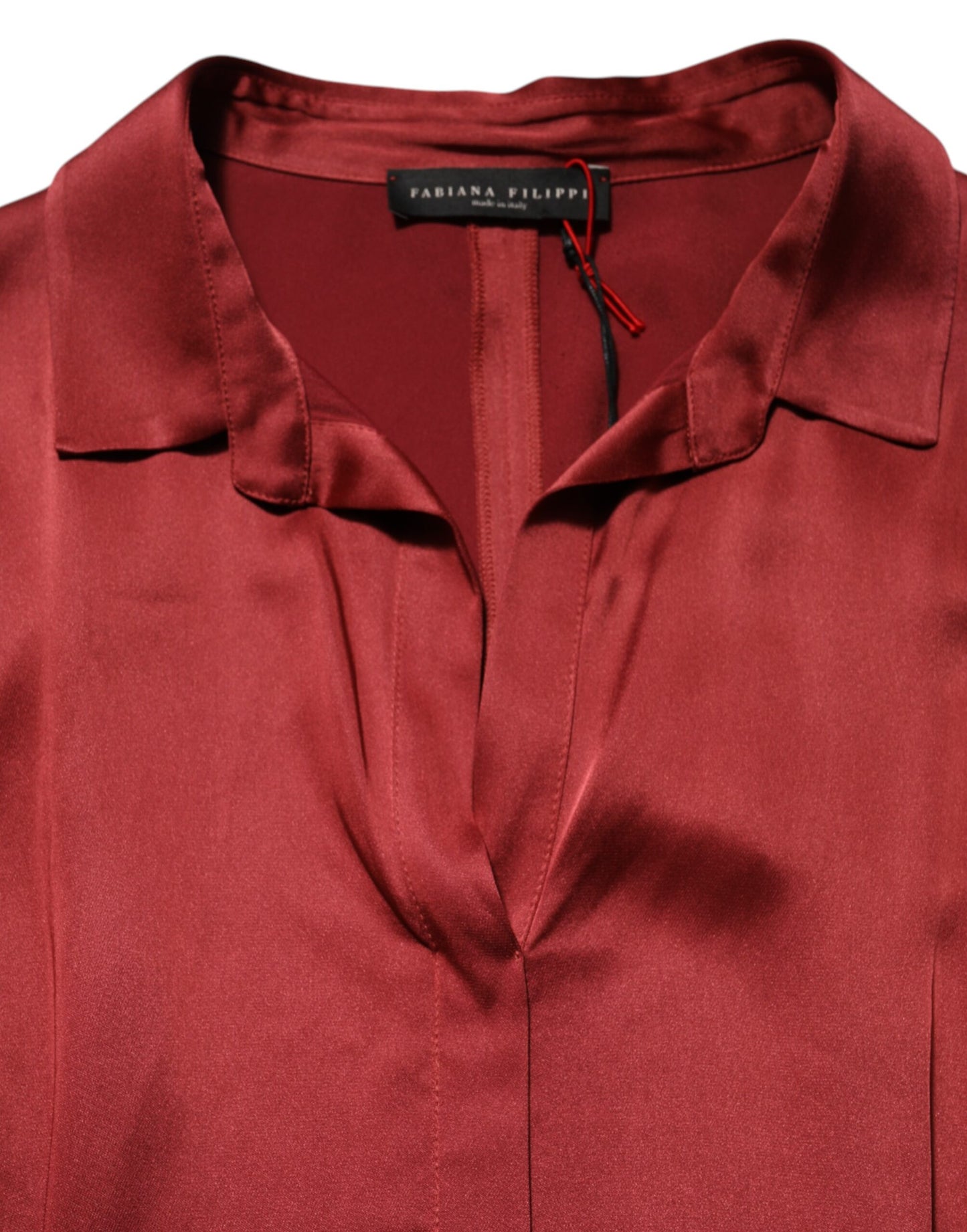 Fabiana Filippi Robe longue en satin de viscose et d'acétate bordeaux