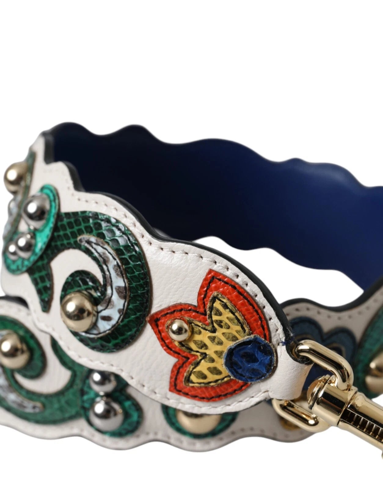 Bandoulière pour sac à main en cuir blanc Dolce & Gabbana, accessoire porté à l'épaule.