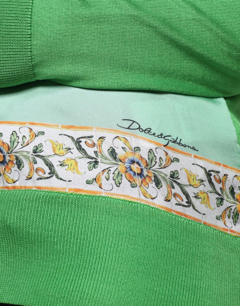 Dolce & Gabbana Green Lemon Print Pullover Silk Sweater for Women