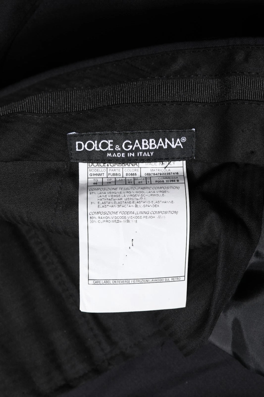 Pantalon habillé noir en laine pour homme Dolce &amp; Gabbana