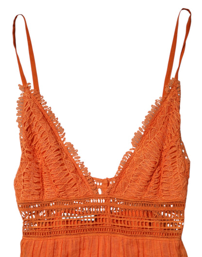 Robe maxi à plusieurs épaisseurs en dentelle orange avec bustier de Alberta Ferretti