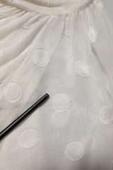 Dolce & Gabbana White Polka Sheer Silk Bow Tie Shirt Blouse