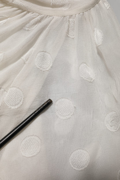 Dolce & Gabbana White Polka Sheer Silk Bow Tie Shirt Blouse Top