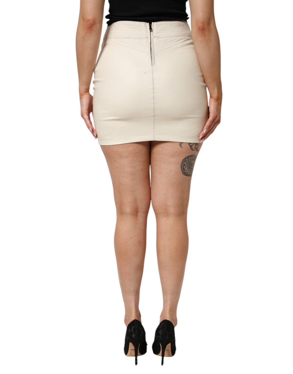 Jupe Guess Vienna Beige en Similicuir Matelassé Taille Haute