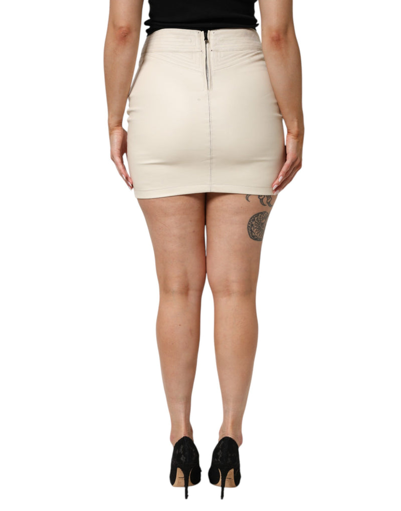 Jupe Guess Vienna Beige en Similicuir Matelassé Taille Haute