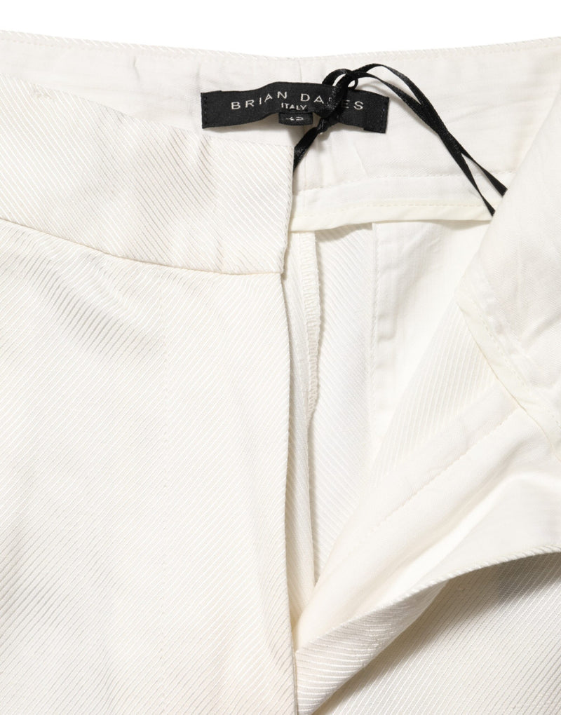 Brian Dales Pantalon Large Femme en Viscose et Lin Blanc