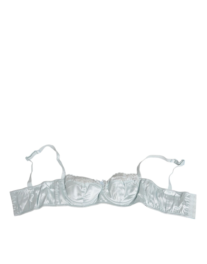 Dolce & Gabbana Light Blue Silk Semi-Padded Balconette Bra