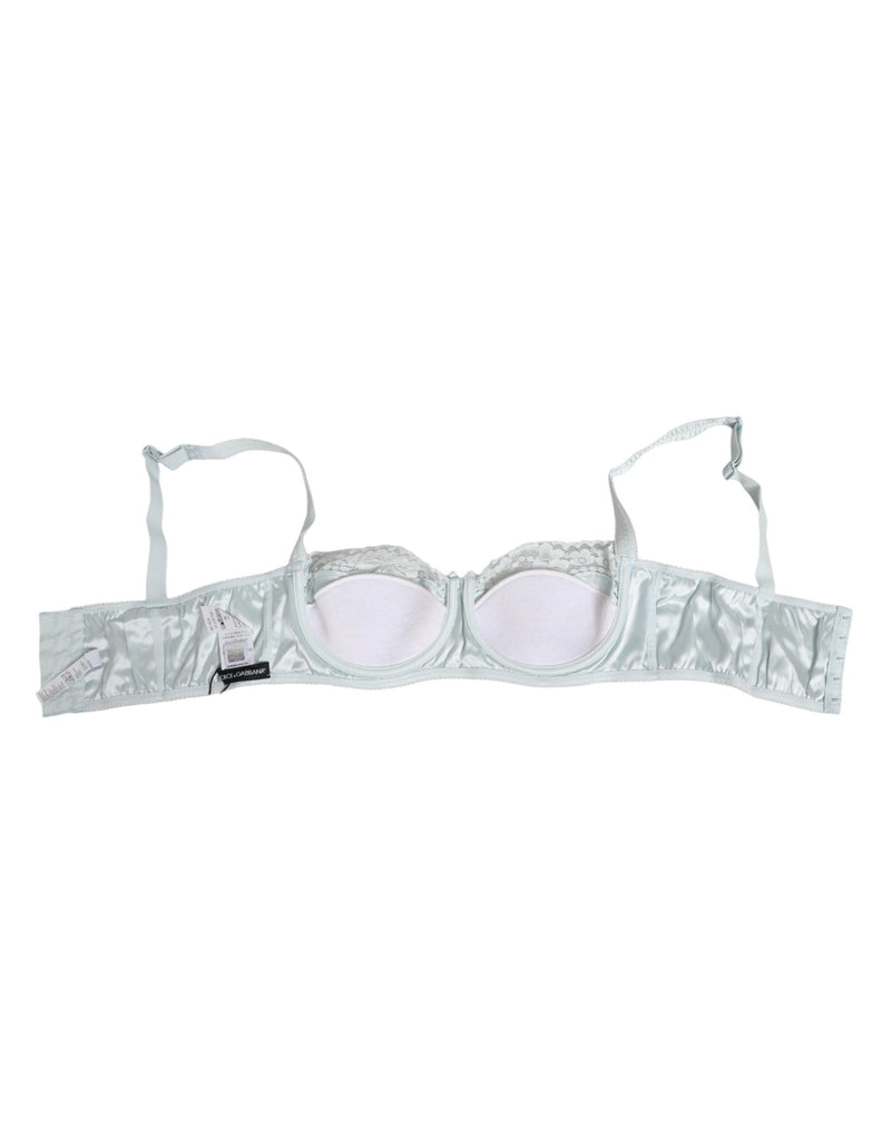 Dolce & Gabbana Light Blue Silk Semi-Padded Balconette Bra