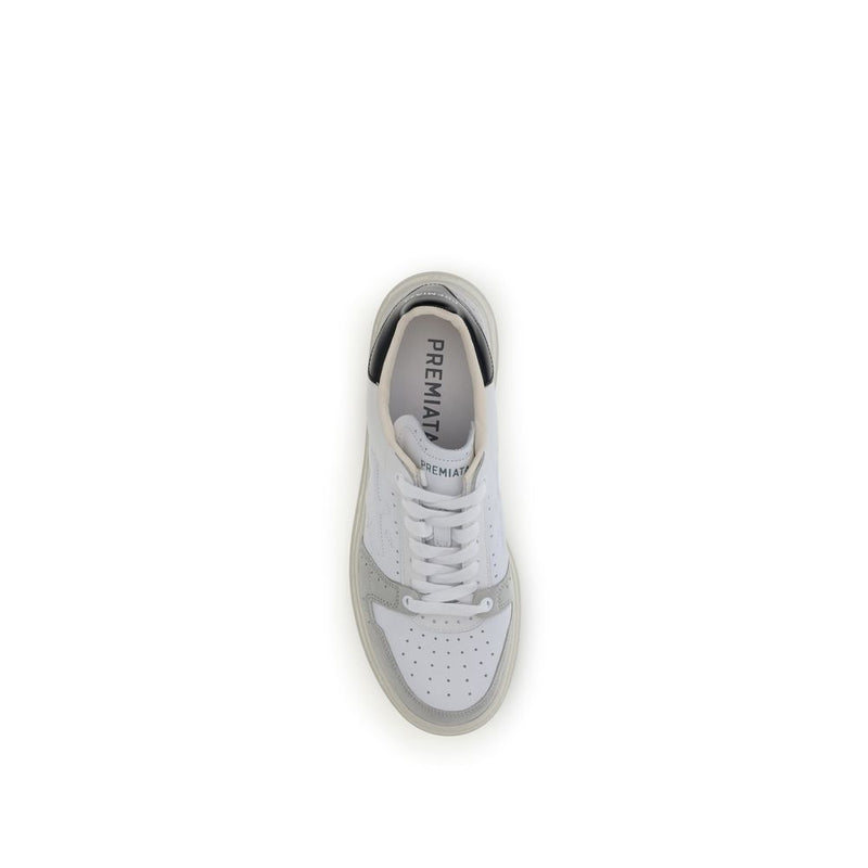 Premiata Quinn White Calf Leather Low Top Sneakers