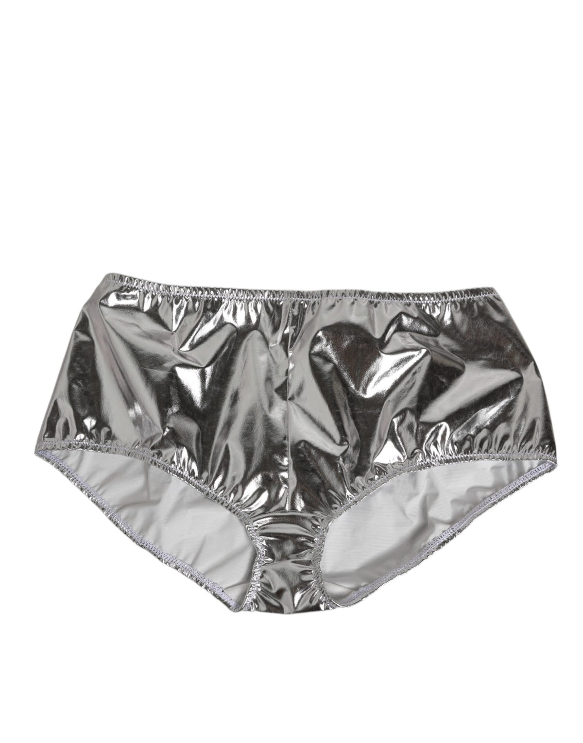 Dolce & Gabbana Silver Metallic High Waist Bikini Bottom