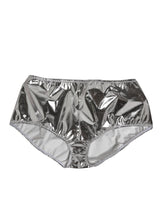 Dolce & Gabbana Silver Metallic High Waist Bikini Bottom