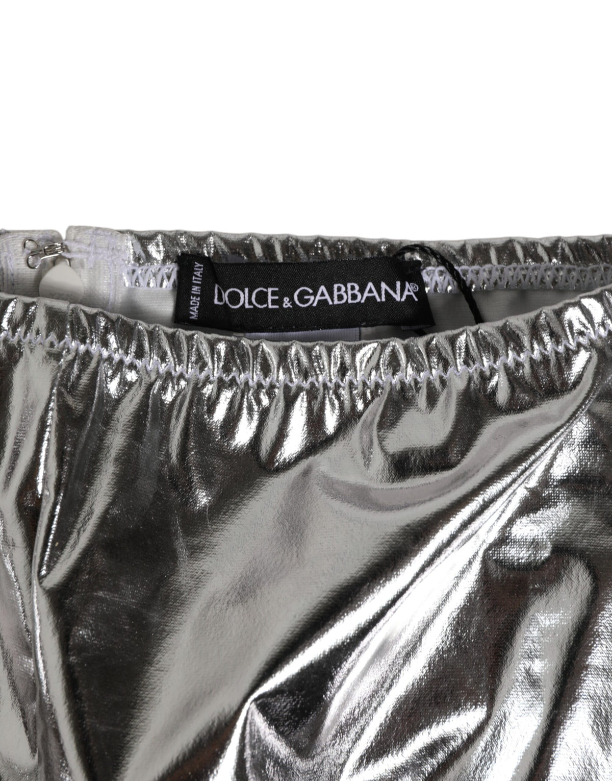 Dolce & Gabbana Silver Metallic High Waist Bikini Bottom