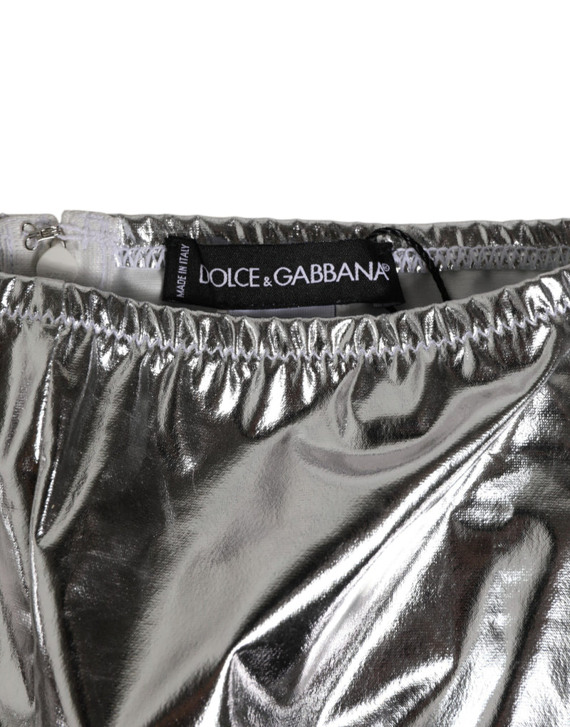 Dolce & Gabbana Silver Metallic High Waist Bikini Bottom