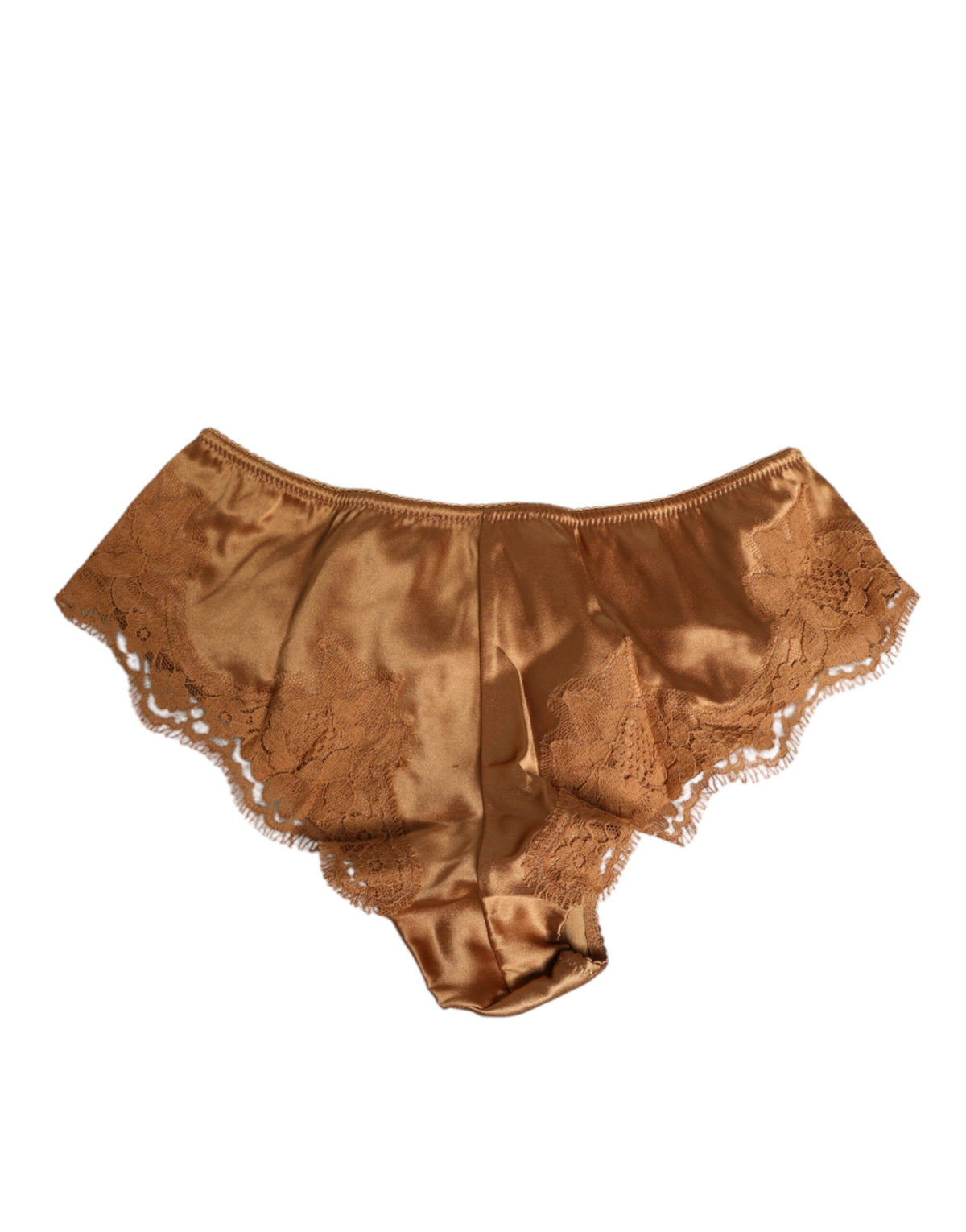 Dolce & Gabbana Brown Lace Silk Satin Slip Panties
