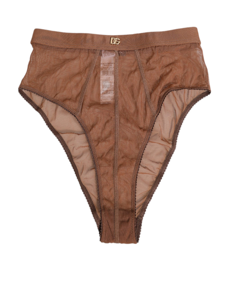 Dolce & Gabbana Brown Sheer Mesh High Waist Briefs