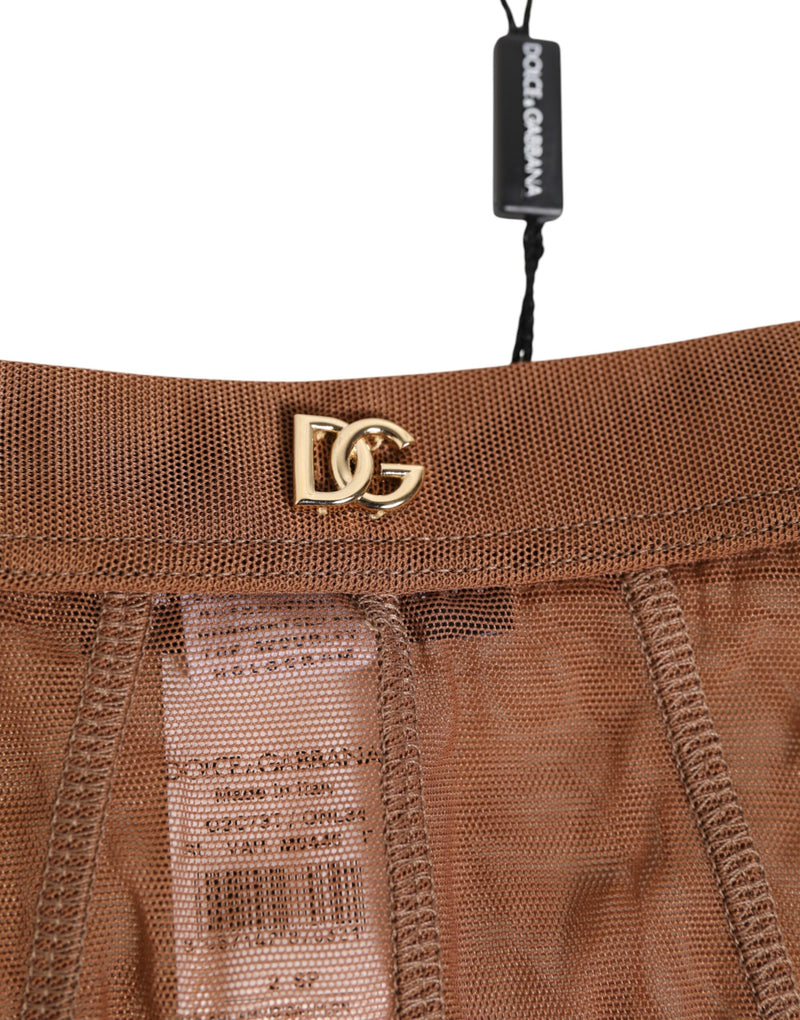 Dolce & Gabbana Brown Sheer Mesh High Waist Briefs