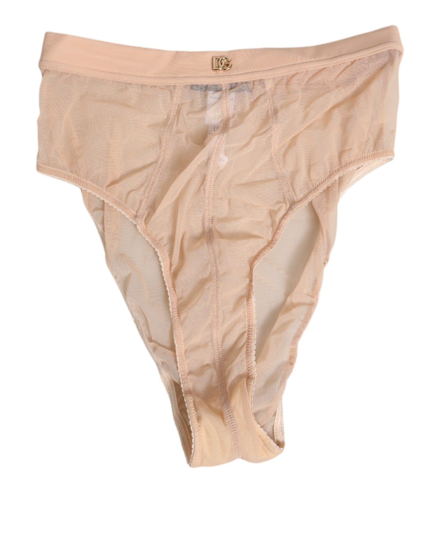 Dolce & Gabbana Beige Sheer Mesh High Waist Panty Underwear