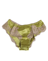 Dolce & Gabbana Green Silk Satin Lace Trim Slip Panties