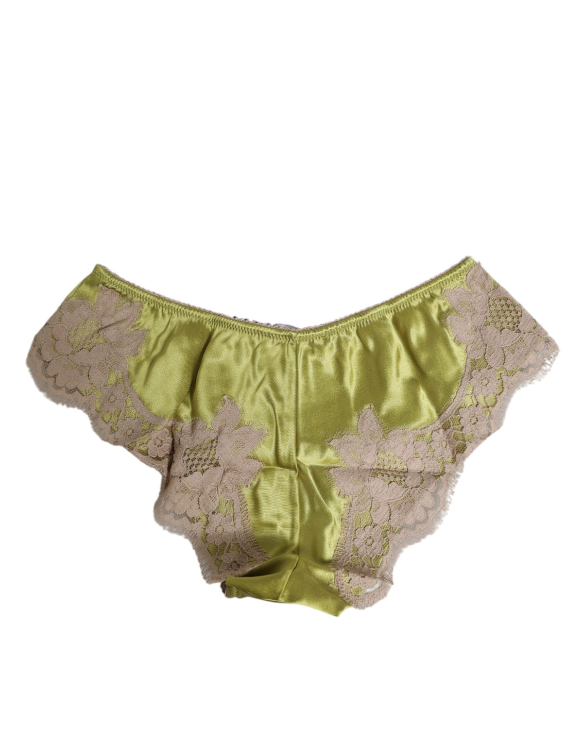 Dolce & Gabbana Green Silk Satin Lace Trim Slip Panties