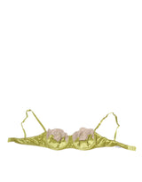 Dolce & Gabbana Lime Green Silk Satin Lace Padded Balconnet Bra
