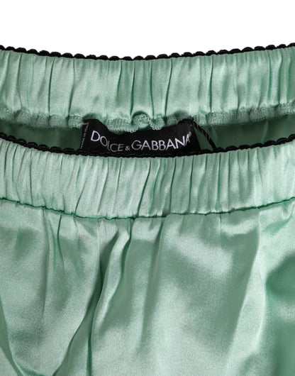 Dolce & Gabbana Water Green Satin Black Lace Trim Underwear