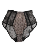 Dolce & Gabbana Black Sheer Polka Dot Lace High Waist Briefs